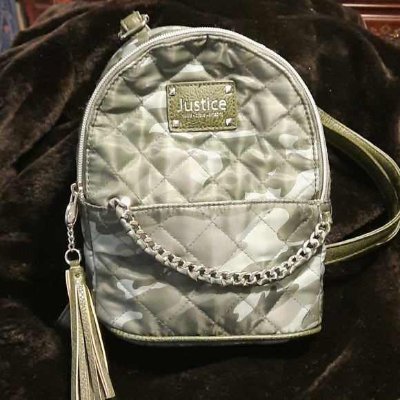 justice silver camo backpack